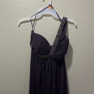 Cache Floor Length One Shoulder Beaded Dress